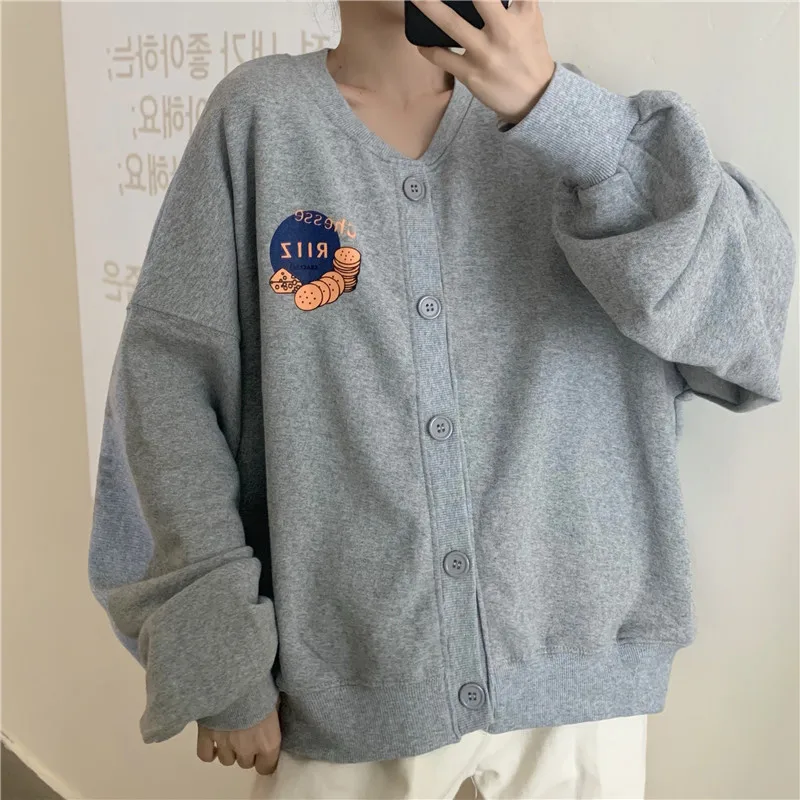 

Hong Kong Chic Cardigan Oversize Sweater Women's Loose Korean Trendy Ins Idle Style BF Thin Early Spring Coat