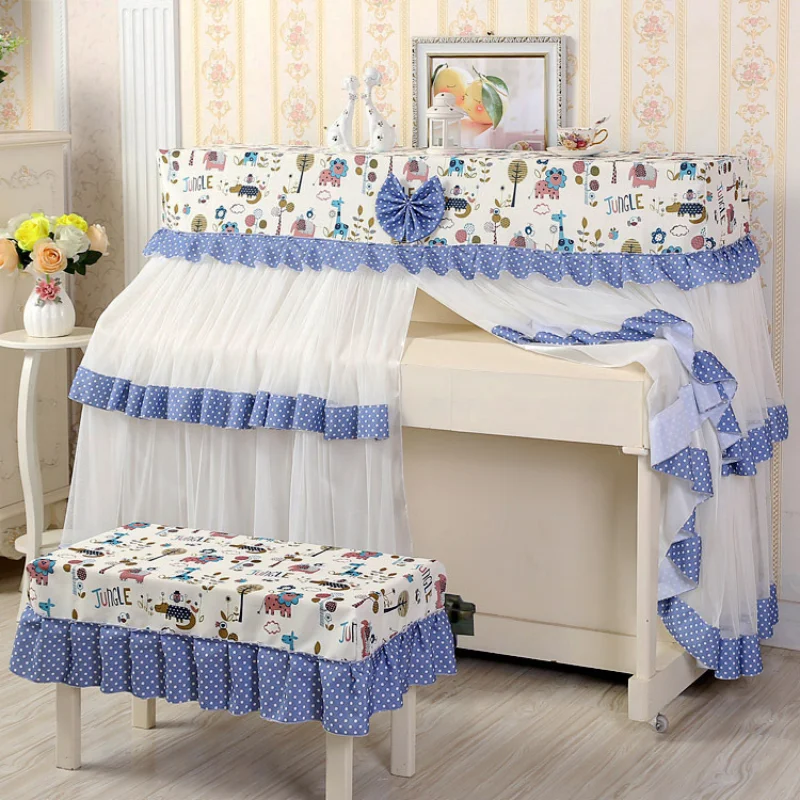 

European Piano Cover Sets General Modern Dustproof Piano Cover Stool Seats Cover Home Decor Full Cover Piano Dust Cover