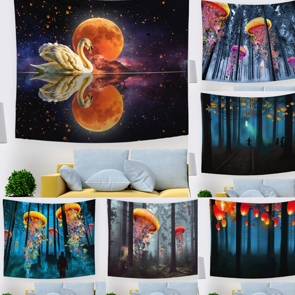 Висячая ткань лесная Медузы серия печать гобелен гостиная Спальня украшение