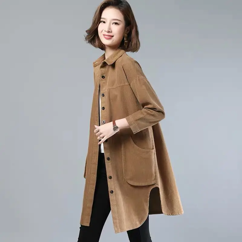 

Women's Shirt Spring Mid-length Korean Casual Loose Blouses Thin Long Sleeve Shirt Jacket Top Blusas Women Clothing Plus Size