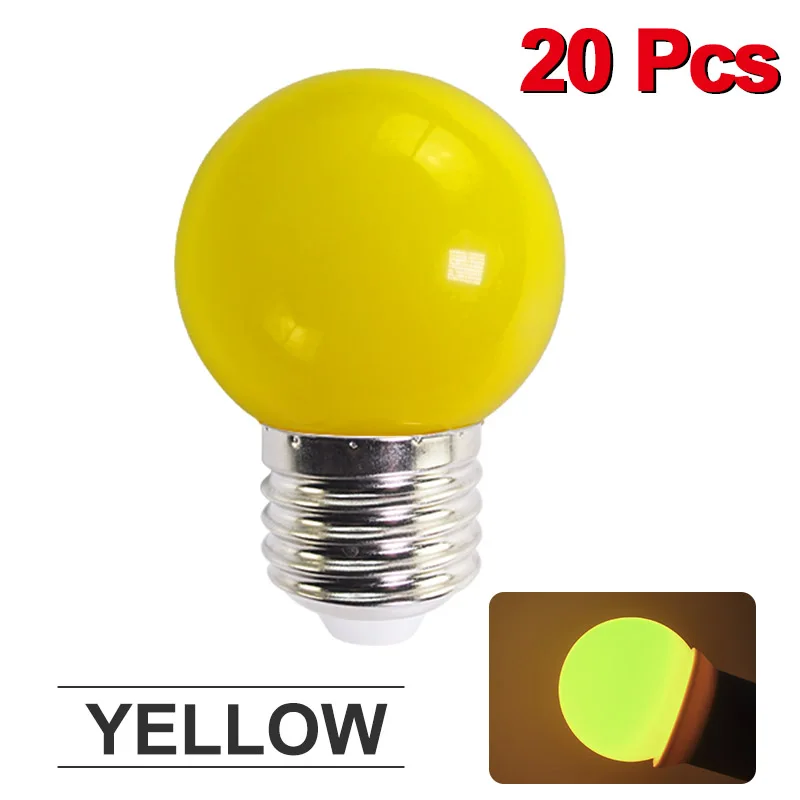 Yellow 20 шт./лот Светодиодная лампа E27 лампа 3 Вт красочные лампада ампулы SMD 2835 Flash светильник RGB Светодиодный светильник для домашнего декора светильник переменного тока 220V шарики во всем мире - Испускаемый цвет: Yellow
