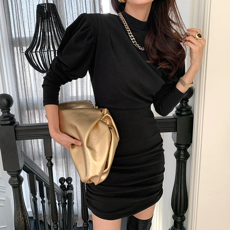 Платье-футляр женское с пышными рукавами 2021 | Женская одежда