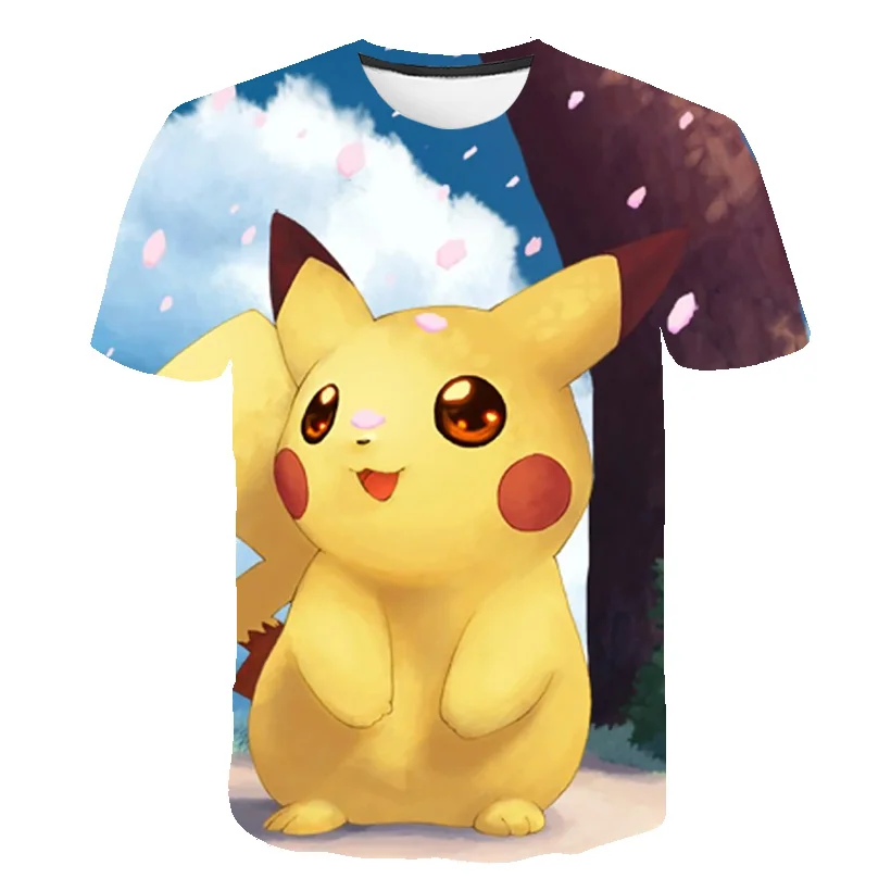 

2021 nuevo 3D hombres y mujeres de dibujos animados de Pokemon t shirtBoys Anime T camisa prendas de cuello redondo casual