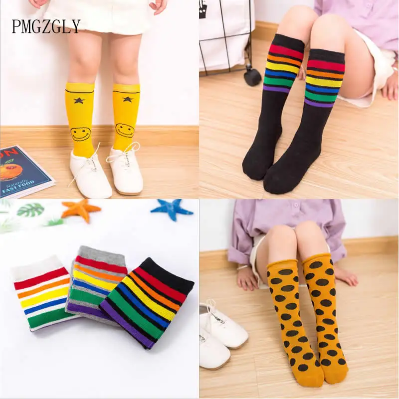 

Spring Stripes Sports Football Kids Socks Toddler Baby Cotton Socks Knee High Long Warmers Cute Boy Girl Children Socks 2-8Y