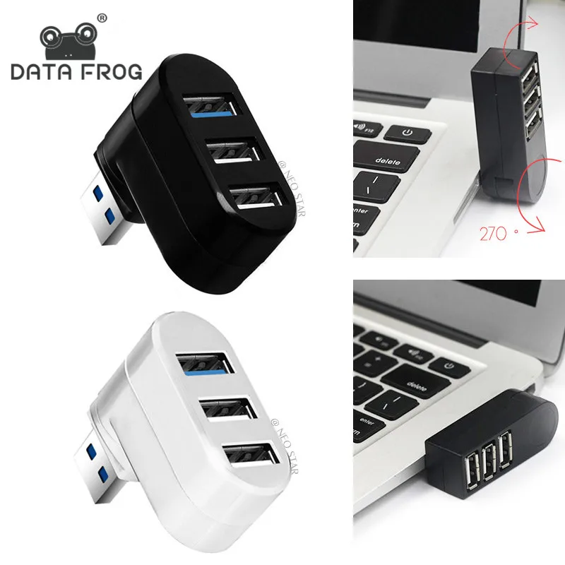 Данных лягушка Мини 3 порта USB 2,0/3,0 концентратор Вращающийся адаптер для ноутбука ПК ноутбук поворачивается на 270 градусов сильная совместимость концентратор