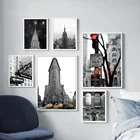 Холст с изображением здания империи Нью-Йорка, черные и белые скандинавские плакаты, принты, настенная живопись, домашний декор для комнаты в эстетике