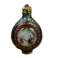 chinese old beijing old goods collection old copper tire cloisonne inlaid turquoise snuff bottle