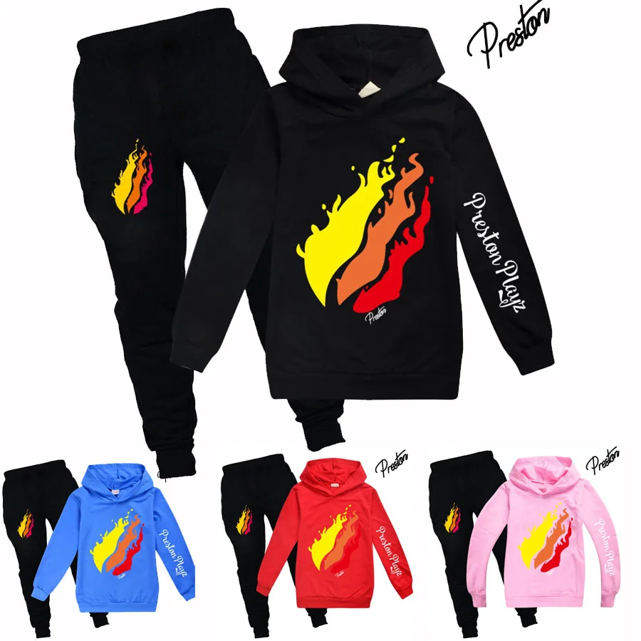 Новые детские толстовки prestonplayz для девочек-подростков футболка Preston Playzs + штаны