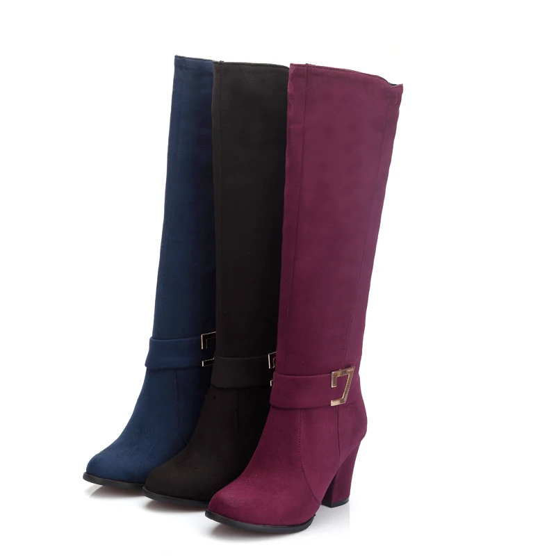 

Large Size 32-48 Fashion High heels riding Boots fashion autumn Winter Boots Zip up Women Shoes Woman knee-high boots 563