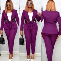 african women suit ol fashion two piece set long sleeve blazer and pants matching 2 piece elegant lady office work wear outfits