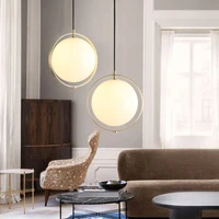 nordic golden round pendant light living room modern bubble pendant light bedside lamp bar single head ball hanging moon lamp