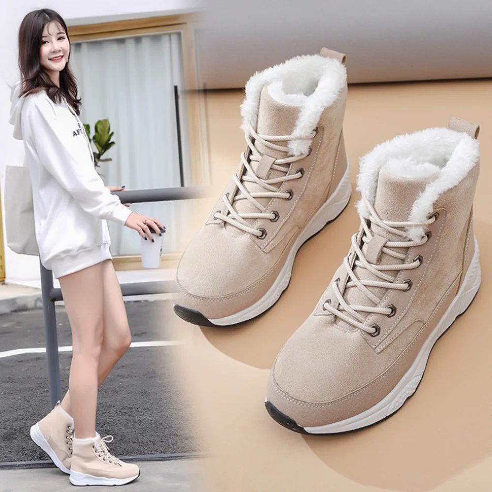 

Large size women's shoes 41-43 autumn winter cotton shoes plus velvet warm short boots Martin boots women's boots snow boots