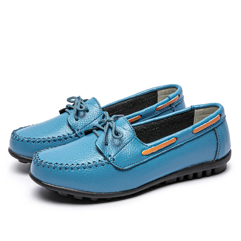 

2021 Spring Women Shoes Genuine Leather Moccasins Flats Shoes Woman Lace-up Casual Ladies Driving Shoes Zapatos De Mujer Shoes