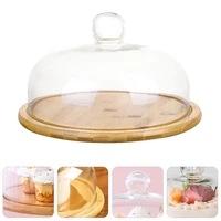 1 pc practical food plate simple cake plate stable cake tray with glass cover