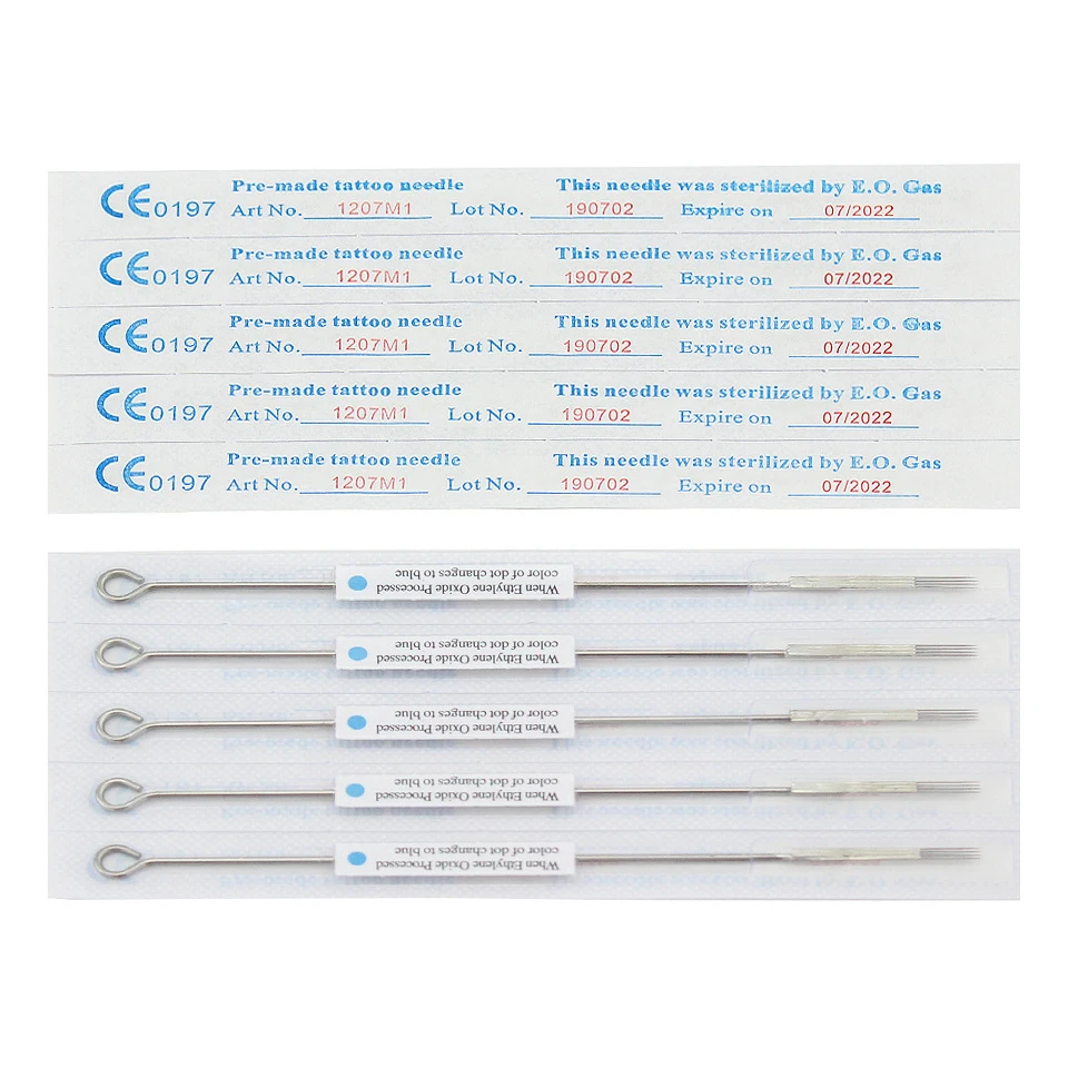 50 шт./лот Одноразовые стерилизованные иглы для тату изогнутая круглая подводка