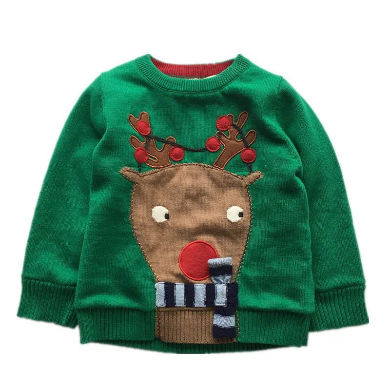 Tonytaobaby/зимняя одежда; Новинка; детская одежда для мальчиков и девочек; милый плотный свитер с зеленым оленем; Рождественская одежда для малышей