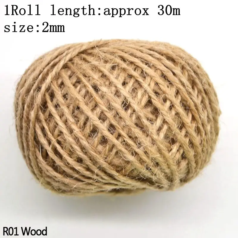 1roll 30m rope 2 м* 5 см Рождественская лента из мешковины натуральная пряжа для деревенская свадьба украшение DIY бант ремесло лента из мешковины с кружевом лента - Цвет: 1roll 30m rope