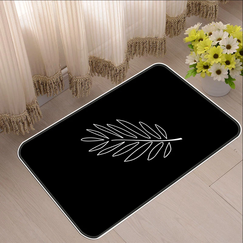 

Nordic Black Kitchen Mat Bedroom Entrance Doormat Home Hallway Floor Decoration Living Room Carpet Bathroom Anti-Slip Tapis Rug
