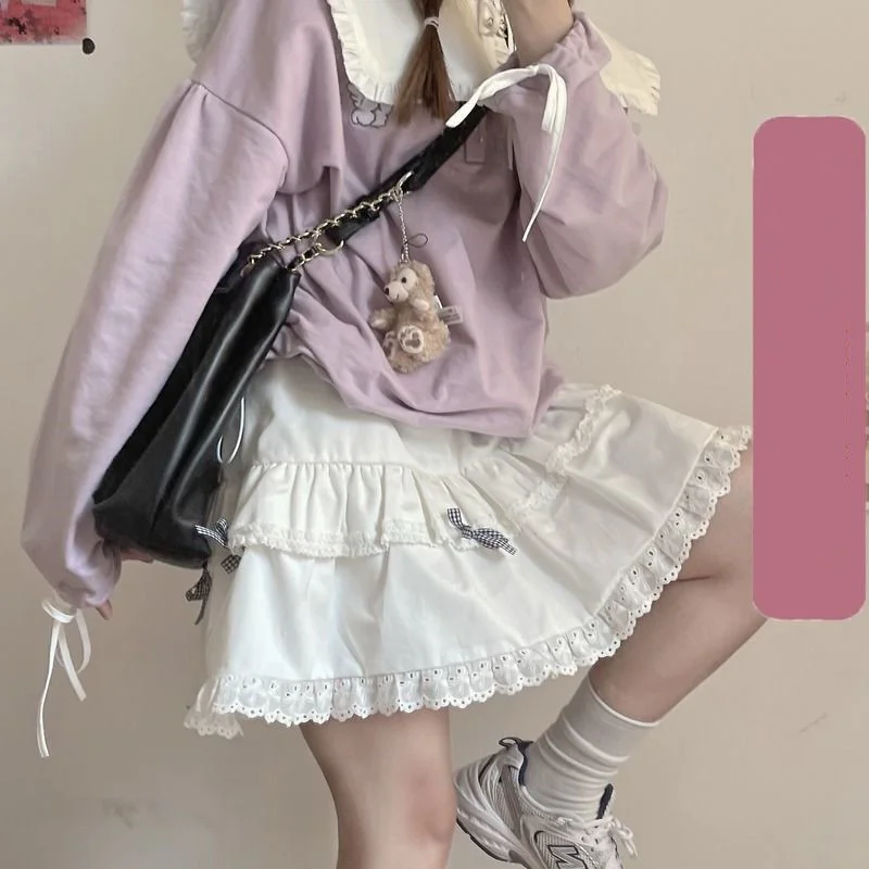 

Summer Cake Skirt Students Korean Style Japanese Soft Girl Cute High Waist Ruffled Cake Lace Skirt Pleated Skirt