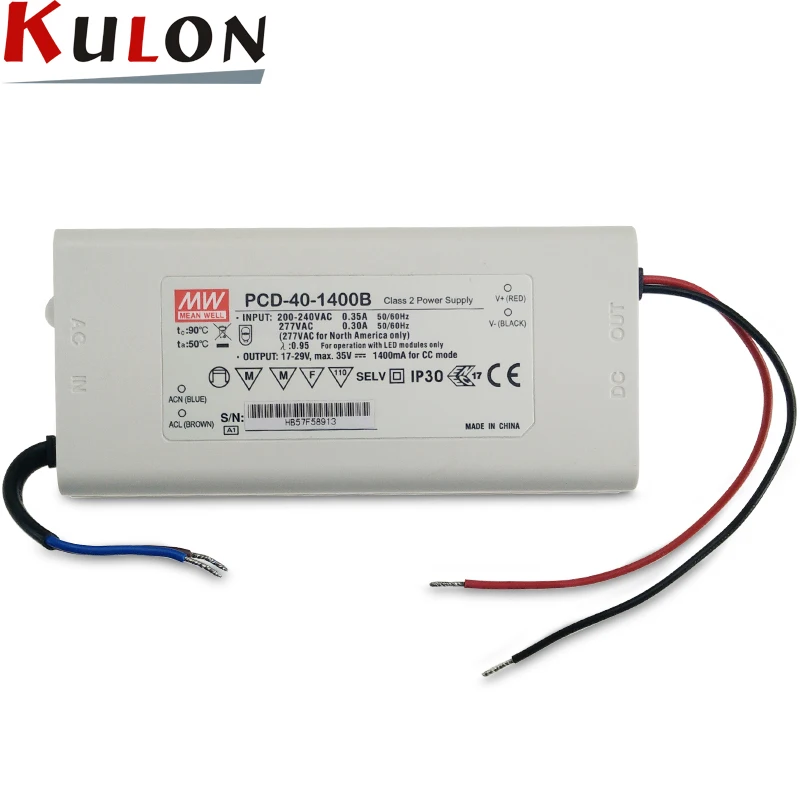 

Светодиодный источник питания с регулируемой яркостью Meanwell PCD-40 40 Вт, постоянный ток, переменный ток, 3 года гарантии, IP42 1400mA 350mA 500mA 750mA 1050mA 1750mA