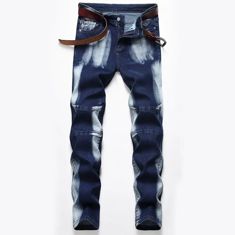 906Navy blue Gersri, модные мужские джинсы, контрастные цвета, сшитые джинсы, мужские новые брендовые джинсы, мужские мотоциклетные джинсы размера плюс, крутые джинсы - Цвет: 906Navy blue