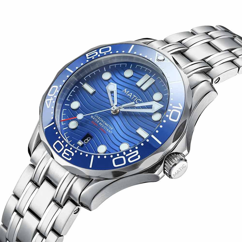 Pаспродажа Механические наручные часы MATIC WATCH DIVER, 200 м, 41 мм, PT5000 [циферблат синего цвета с люминесцентной вставкой на лицевой панели]