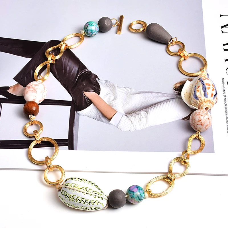 Новое поступление эффектное роскошное красочное ожерелье из ракушек