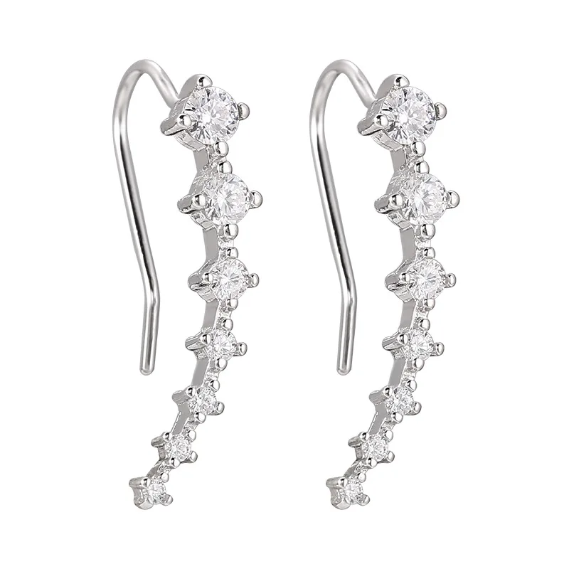 Kinel 925 Sterling Silver Long Earrings for Women Ear Hook Luxury Zircon Fine jewely 2020 New Design