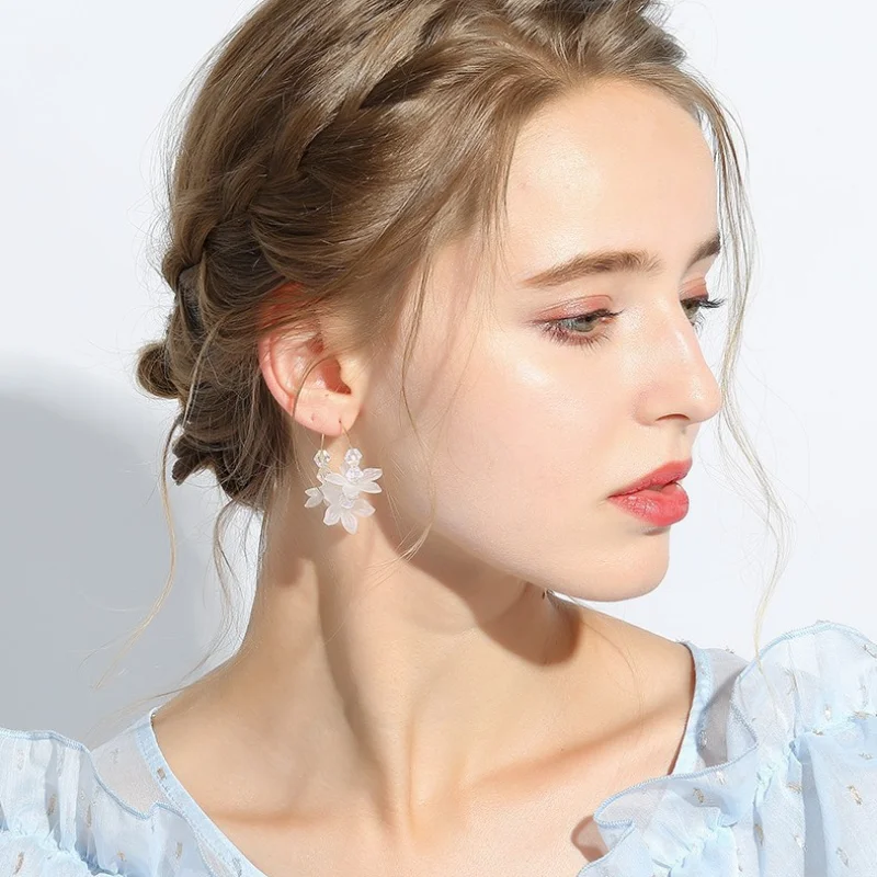 

Crystal Flower European and American Fashion Earrings Immortal Flower Petals Super Fairy Simple Retro INS Wind Party Jewelry
