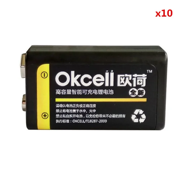 10 pcs OKCELL 9V перезаряжаемая батарея 800mAh USB портативная OKcell микро USB батареи для радиоуправляемого вертолета модель микрофона Bateria - Цвет: 10 pcs