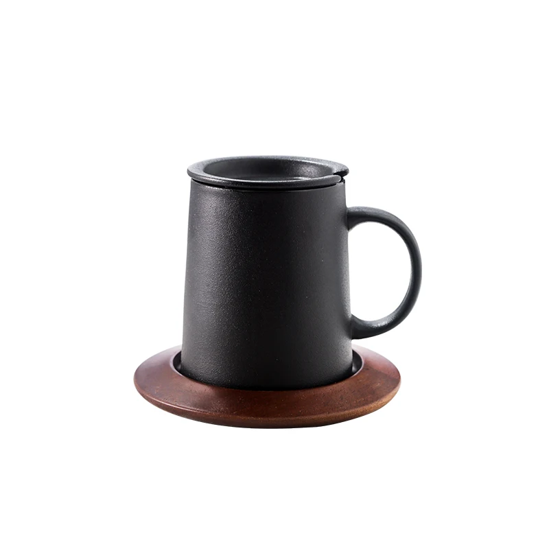 

Nordic frosted ceramic mug coarse pottery coffee cup milk tea water cup simple cup with cover spoon cup holder