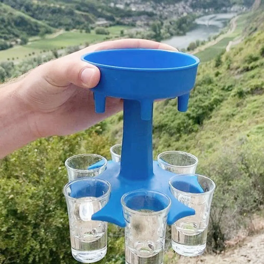 

6-Shot Glass Dispenser Holder Wine Whisky Beer Dispenser Rack Bar Accessories Caddy Liquor Dispenser Party Games Drinking Tools