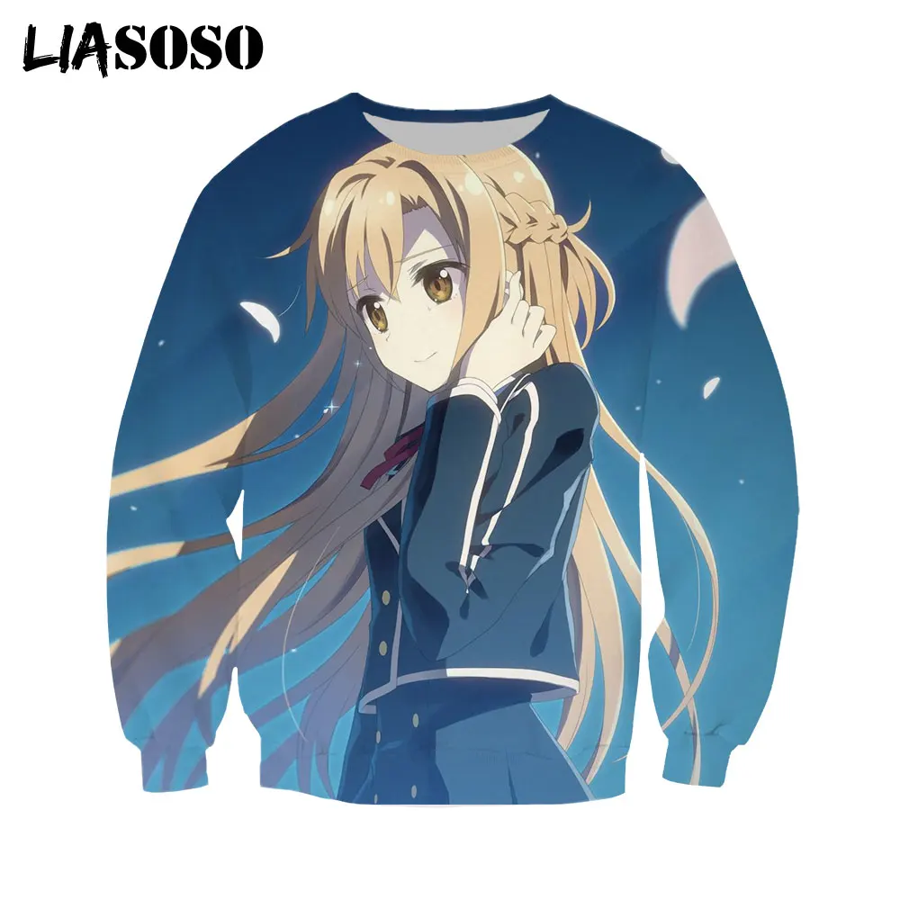

LIASOSO Autumn 3D Print Men Women Animal Sword Art Online Streetwear Harajuku Fashion Shirts Hoodie Round Neck Funny Tops