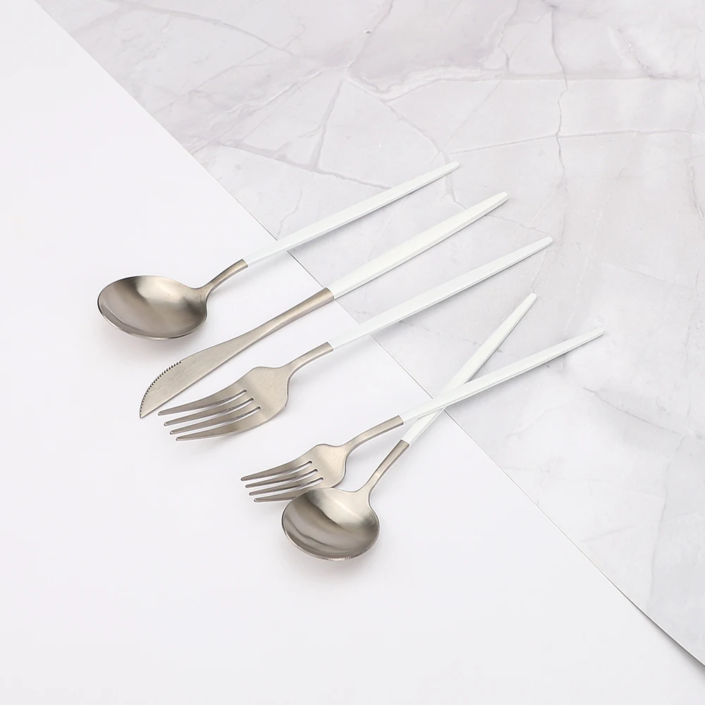 

20Pcs Steel Cutlery Flatware Tableware Set Forks Knives Spoons Set Kitchen Dinnerware Dinner Set Thin Dishwasher Safe Silverware