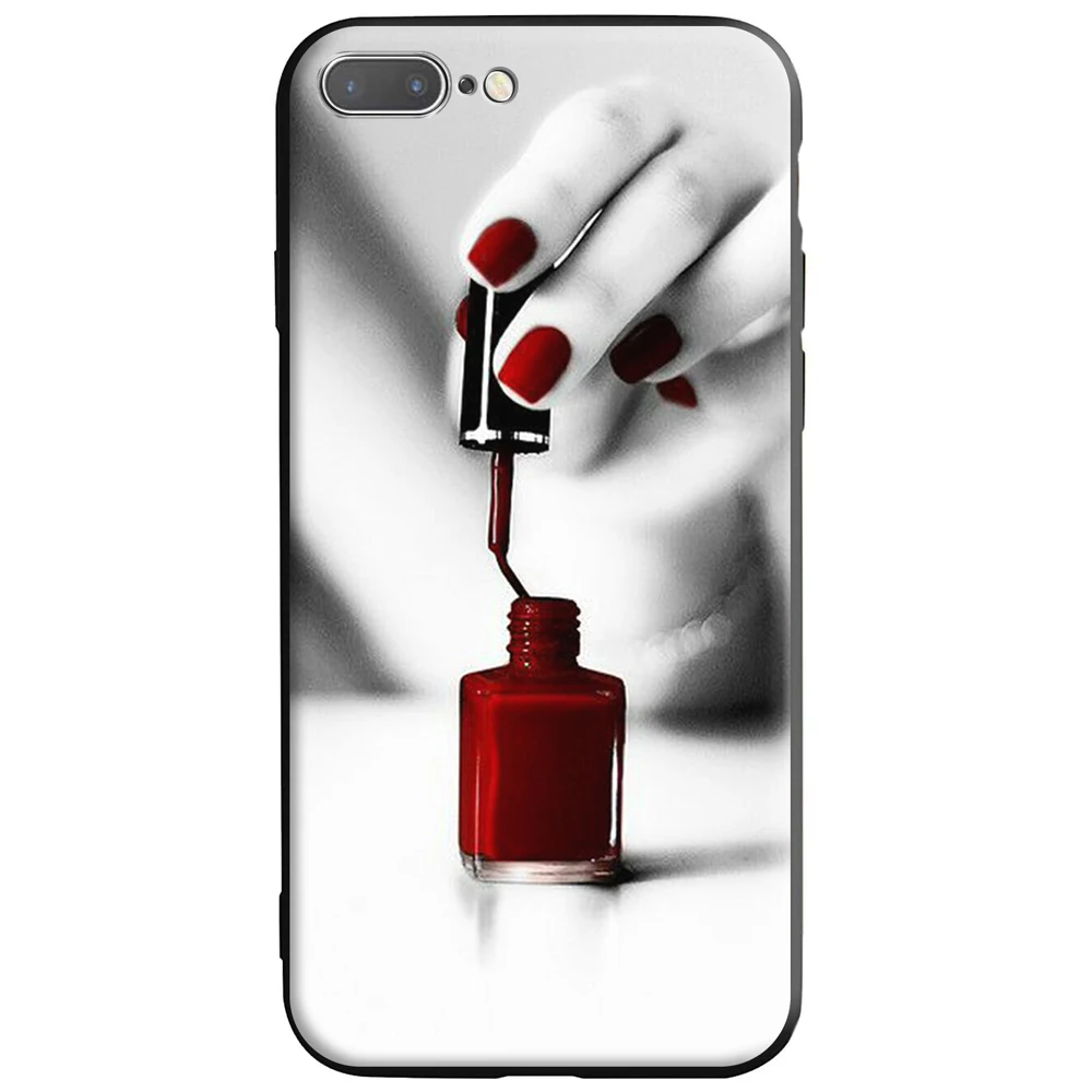 Силиконовый чехол для Apple iPhone 13 12 Mini 11 Pro XS X XR Max 8 7 6S 6 Plus SE 5S с бутылочкой лака ногтей