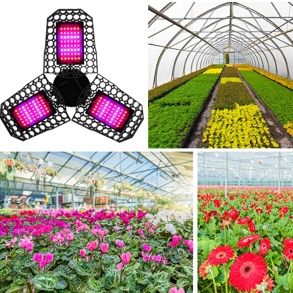 

144 LEDs Plant Grow Light Waterproof Backyard Three Leaf Nursery Garden Greenhouse Indoor Houseplants Foldable Seeding E26 E27
