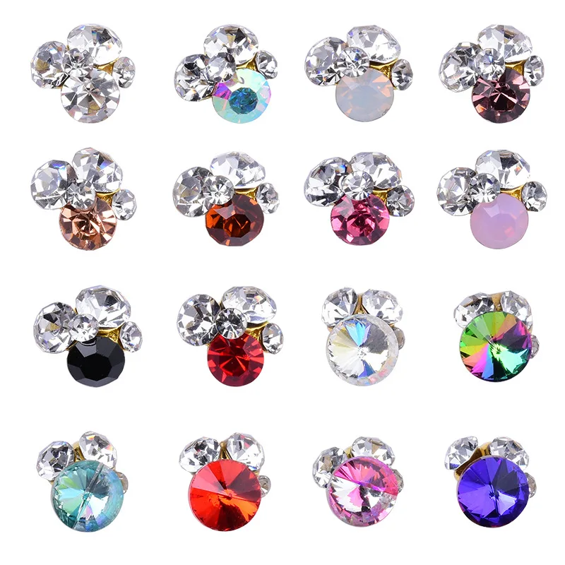 

5pcs 3D Nail Crystals Rhinestone AB Charms Square Round Nail Gems Nail Art Decoration Manicure Accessories Nail Shiny Jewelry