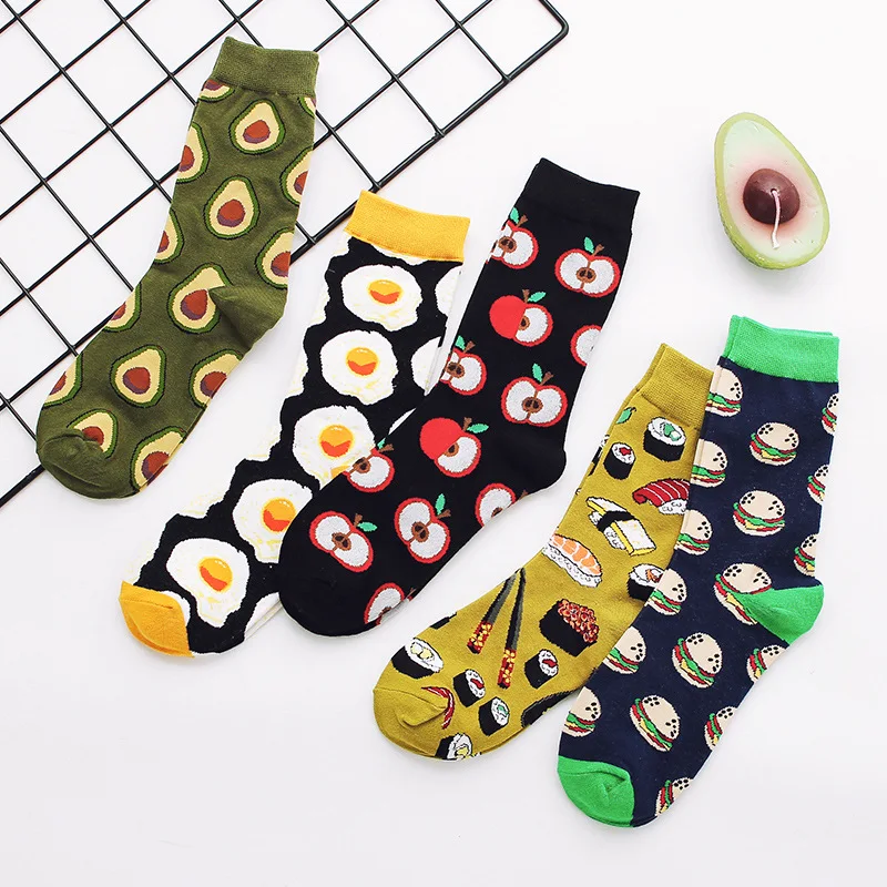 

Women Happy Funny Socks With Print Art Cute Warm Winter Socks With Avocado Sushi Food Cotton Fashion Harajuku Unisex Sock 1 Pair