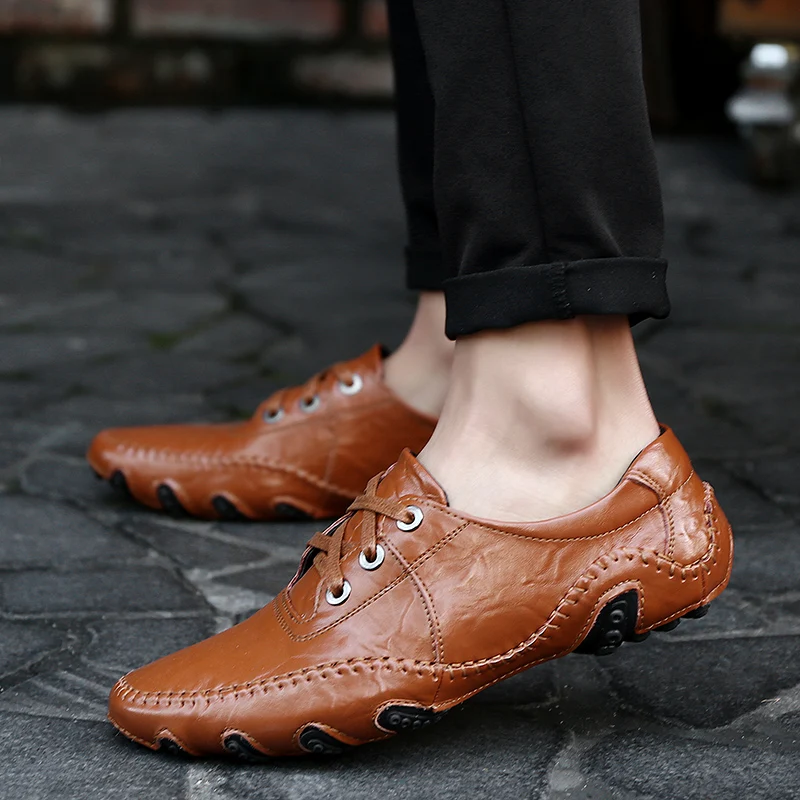

Men Casual Shoes Brand Fashion Mens Loafers Moccasins Breathable Slip on Retro Driving Shoes Men Sneakers