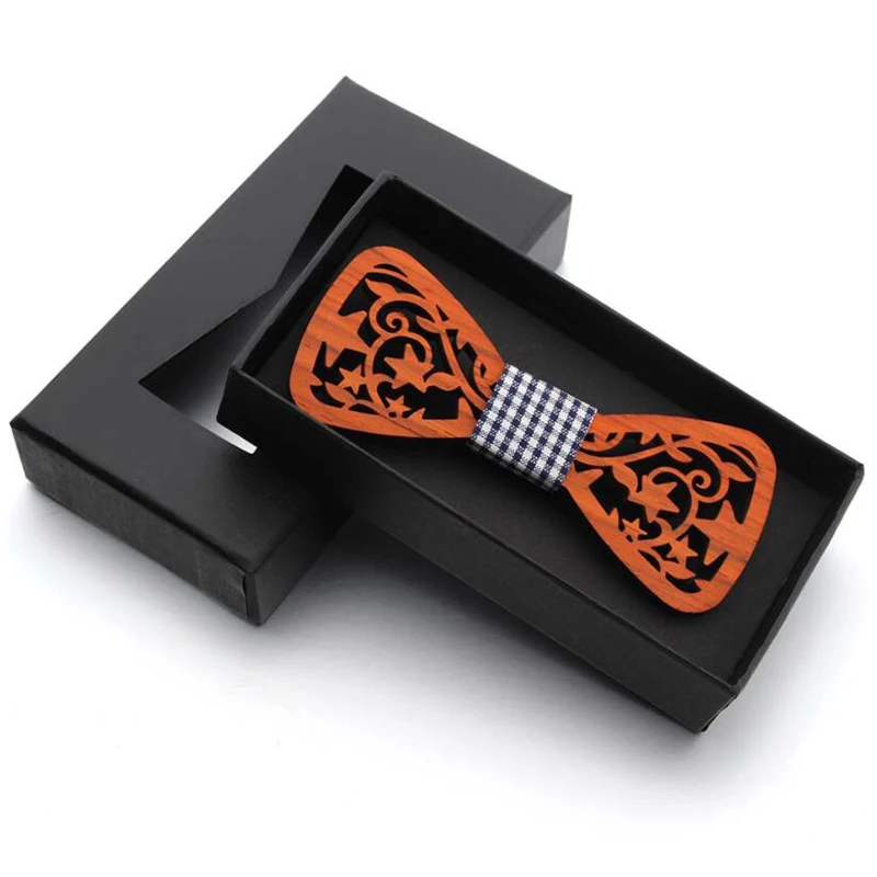

New Floral Wood Bow Ties for Men Bowtie Hollow Butterflies Wedding suit wooden bowtie Shirt krawatte Bowknots Slim tie