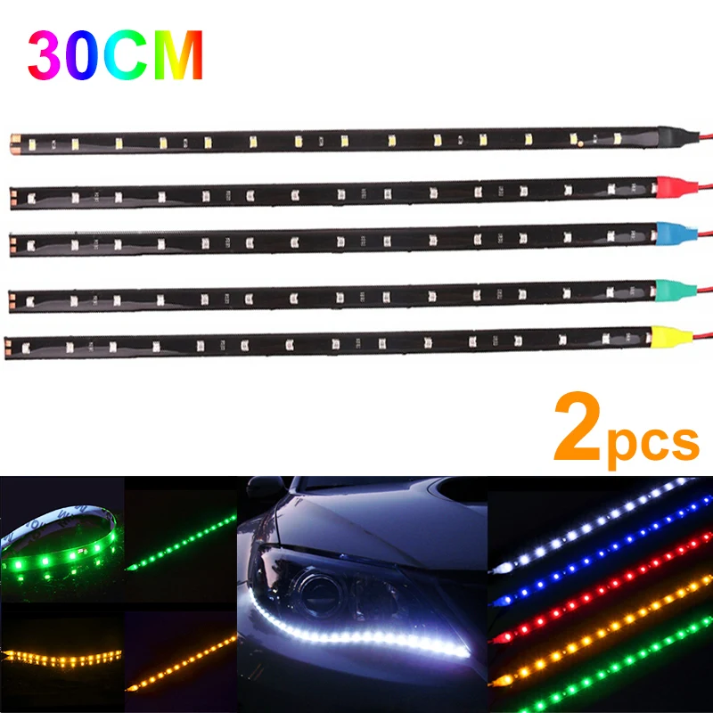 Гибкая светодиодная лента DRL 2 шт. 30 см светильник для головы автомобиля