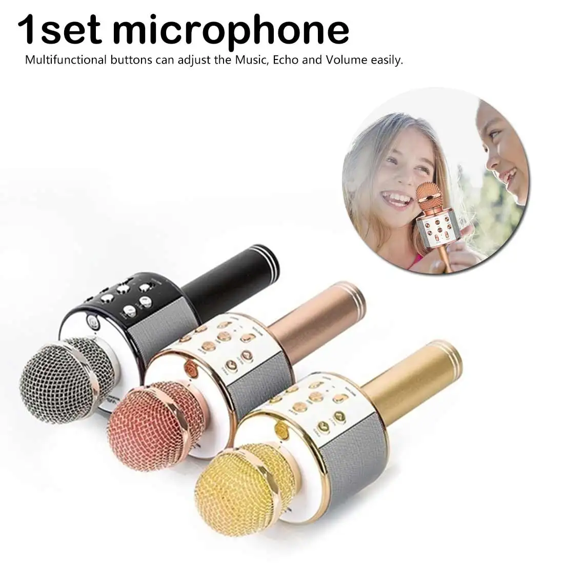 Bluetooth беспроводной микрофон динамик ручной микрофон караоке микрофон музыкальный плеер для вокала, с рекордером KTV караоке микрофон