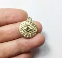 gold Eruifa Симпатичные 20 шт 16 мм глаз монета цинковый сплав подвески ожерелья оптом, серьги браслет ювелирные изделия DIY ручной работы 3 цвета - Окраска металла: gold