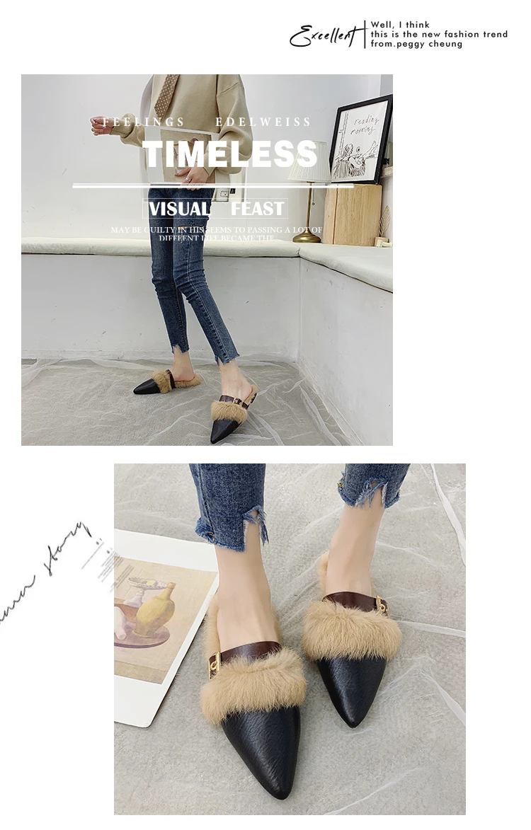 BeautyFeet/; женские летние меховые тапочки; женские плюшевые прозрачные сандалии из искусственного меха с квадратным носком; повседневные уличные шлепанцы на плоской подошве