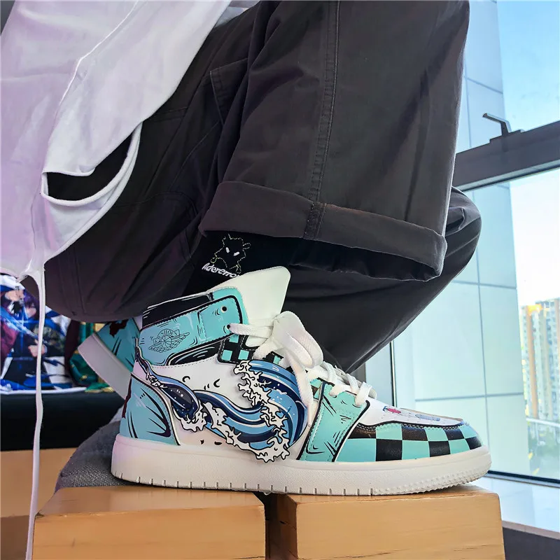 2021 brand new anime sneakers men kamado tanjirou cosplay hip hop style agatsuma zenitsu winter high top basketball shoes 35 46 free global shipping