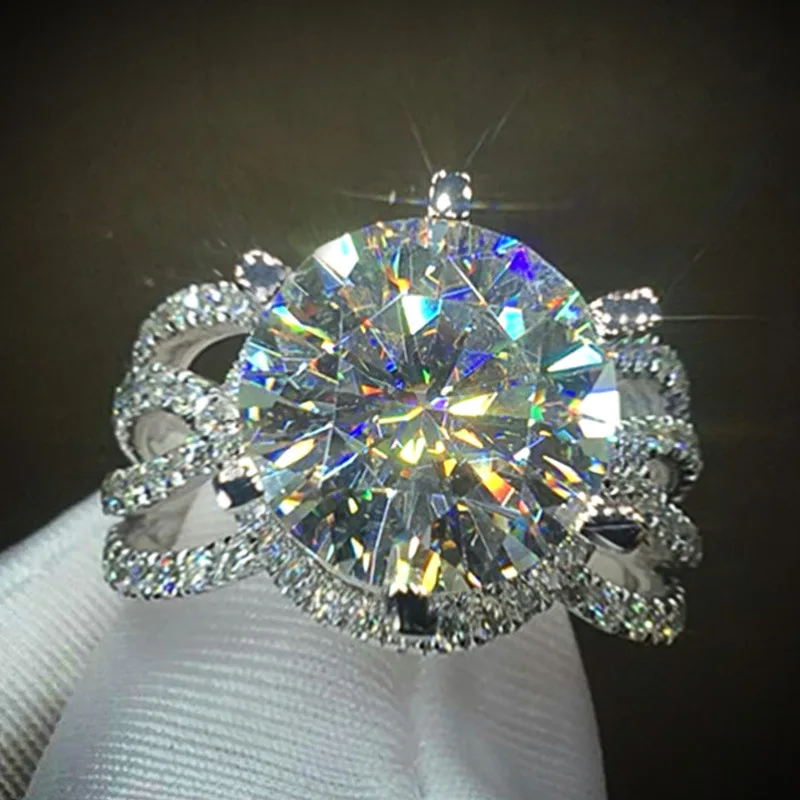 

Trendy Jewelry Silver Rings For Women Cubic Zirconia Charms Bridal Wedding Engagement White Gold Color Ring Drop Shipping