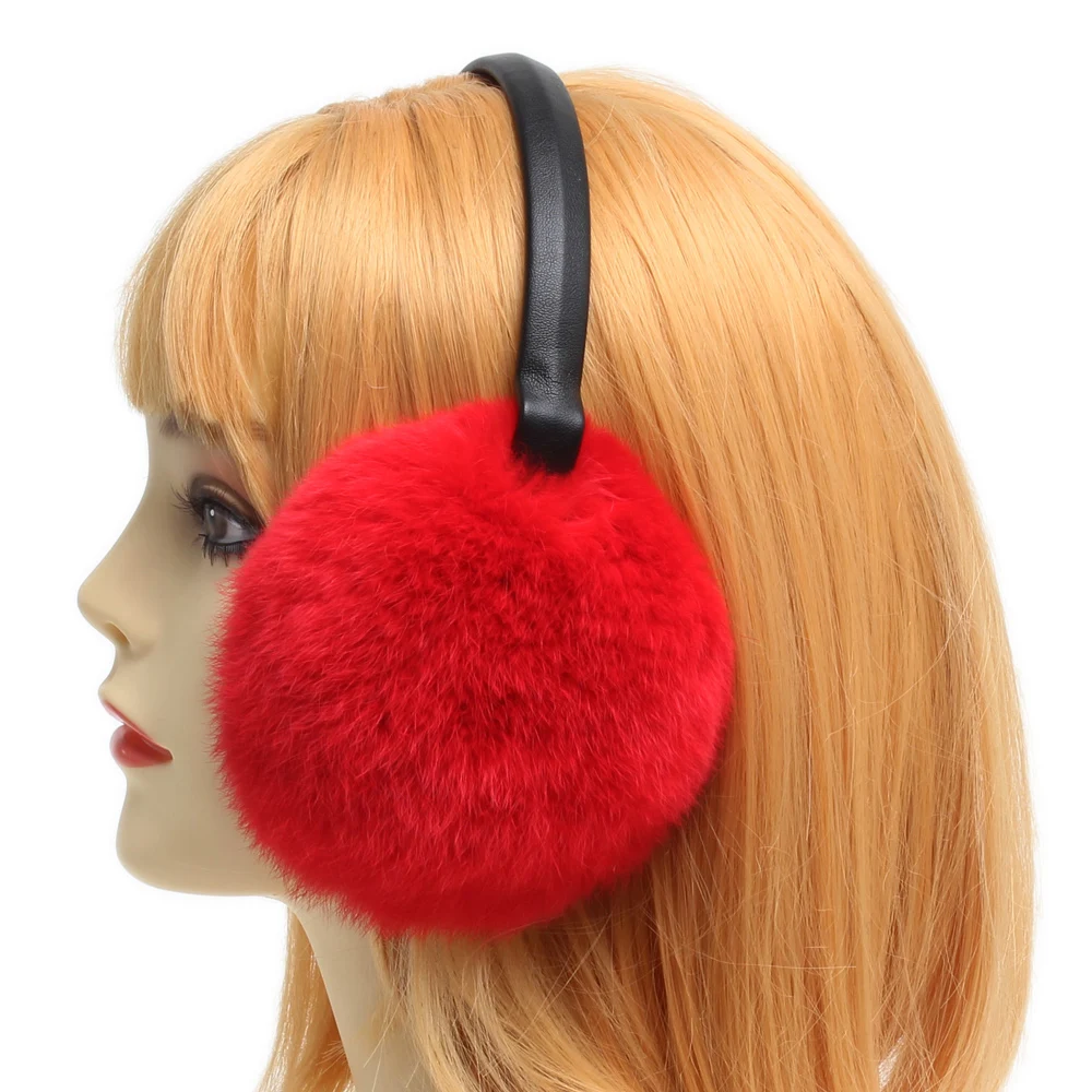 Наушники женские зимние из натурального меха кролика рекс | Аксессуары для