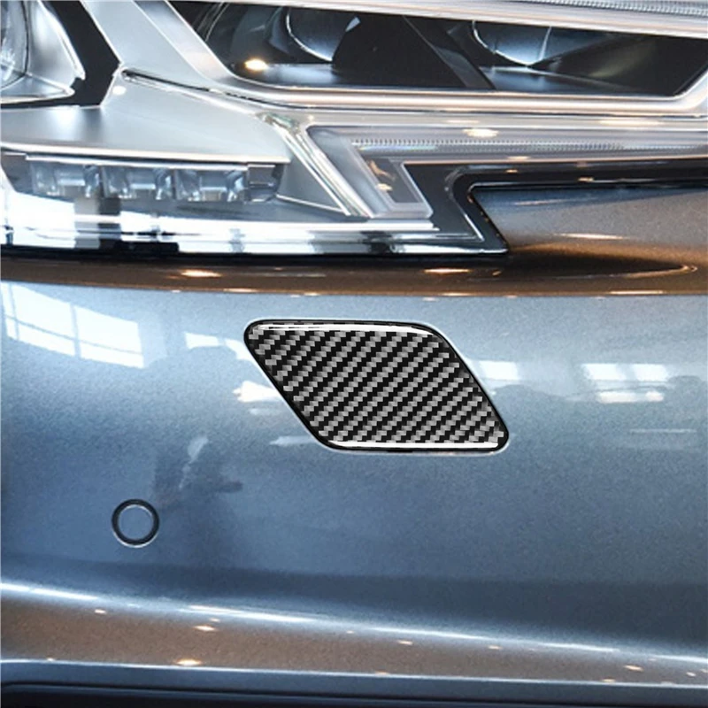 

For Audi Carbon Fiber Car Headlamp Cleaning Panel Strips Protector Anti-Collision Strip Stickers A4 B9 2017-2019 Car Accessories