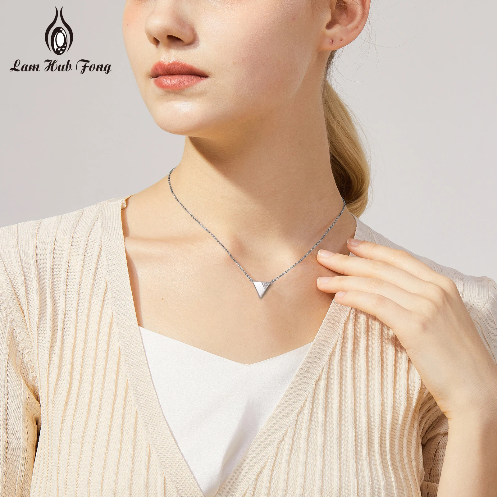 

100% 925 Sterling Silver Necklaces Pendants with Zircon Triangle Modern Trendy Popular Necklaces Fine Jewelry Woman Girlfriend