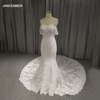 LSQX01 New Exquisite Applique Wedding Dress Backless 2021 White Bra Lace Bridal Fishtail Gowns vestido de noiva